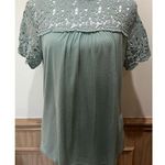 Jolt  Pullover Top ~ Crochet Top & Sleeves ~ Size Medium ~ Light Green Photo 0