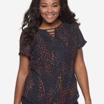 Apt. 9  ladder vneck black top with splashes of color size large Photo 0