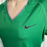 Nike Pro Womens V neck Athletic Shirt Green Top Size Medium C Photo 2