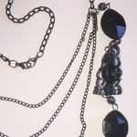 Silver Tone & Black Beaded Lace Multi Strand Boho Necklace Photo 3