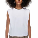 Aritzia  Babaton White Sleeveless Crewneck Shoulder Pad Tank Top Shirt size Small Photo 0