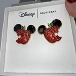 Disney Baublebar Mickey Apple Earrings Red Enamel Crystal Studs Photo 2