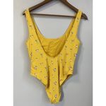 Forever 21  M One Piece Swimsuit Yellow Cocktail Print High Cut EUC No Size Tag Photo 4