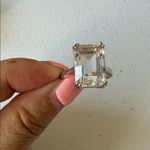 Macy's Sterling Silver Ring with emerald cut big White Quartz Stone size 7 Photo 1