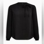 Torrid  Georgette Black Bow Tie Blouse Long Sleeve, Lightweight 2X E2 Photo 3