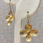 Sterling Silver Gold Accent Dogwood Flower Hook Dangle Earrings Feminine Photo 3
