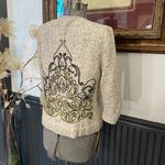 Coldwater Creek Beaded Scroll Embroidered Cream Open Ruched Jacket - Sz 10P 💚🎀 Photo 8