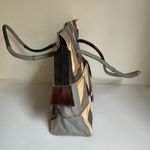 Vintage Mexican Patchwork Leather Tote – Multicolor Floral Boho Gray Photo 3