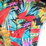 Vintage New Concepts Shirt Tropical Palm Striped Blue White Silk Button Front Size L Photo 6