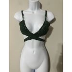 Handmade She Made Me Cotton Crochet Halter Wrap Top Green Boho Bikini Sz M/L Size M Photo 1