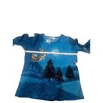 Collections Etc Womens Christmas Shirt Size Large Santa Sleigh Beads 2 Sided NW Blue Photo 3