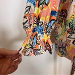 JADE | Melody Tam Colorful Floral 3/4 Sleeve Split Neck Blouse Women’s Size XS Blue Photo 5