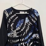 ALFRED DUNNER Black White Blue Cheetah Leopard Animal 3D Stripe 3/4 Sleeve Top L Size L Photo 2