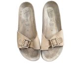 Autenti Pearl Buckle Sandals in Cream beige pearl clasp slip slides Spain made Tan Size 9 Photo 3