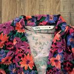 ZARA Floral Wrap Long Sleeve Shoulder Pad Top Photo 12