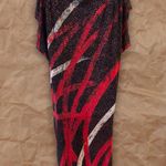Vintage NUIT Black Red White Abstract Glitter Midi Dress Size M Photo 9