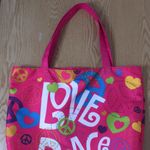 Vintage Toys R Us Love Peace Tote Bag Great Traveling Overnight Gym School Work Pink Photo 2