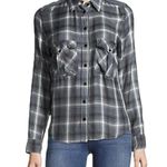 Zadig & Voltaire Talmi Skull Embellished Plaid Button Down Top - Blue/Gray - XS Photo 1
