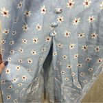 ZARA ‎ Blue Flower Print Linen Blend Button Front Midi Dress Photo 3