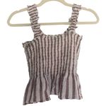 Derek Heart Striped Tank Top Crop Top with Ruched Back Photo 0
