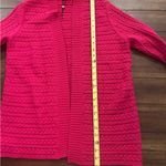 Talbots  Hot Pink 100% Cotton Cable Knit Open Cardigan Size Medium Photo 3