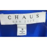 CHAUS Botanical Beauty Azure Sky Beaded Tie Front Blouse Size Small Style 135000 Blue Photo 5