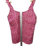 Land's End Women's Pink White Paisley Pattern Size 8 Built In Bra Scoop Neck Photo 5