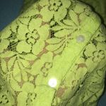 Volcom lace floral blouse chartreuse colored button up long sleeve NEW size S Photo 3