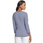 Chico's Chico’s Size 2 US L 12 City Striped Top Tiered Blue White Stripe Womens Blouse Photo 1