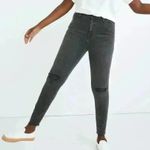 Madewell Curvy High Rise Skinny Jeans Black Raw Hem Distressed Womens Size 28P Photo 1