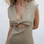 ZARA NWOT  taupe linen cut out mini dress Photo 1
