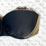 Venus Black Bikini Top C Padded Olive Green Tie Bow Back Strapless Animal Print Fits about a 34C Photo 1