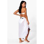 Boohoo  White Sheer Multi Way Beach Sarong Cover Up Rainbow Tassel One Size Photo 2