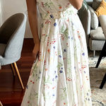 Laura Ashley Vintage 1980s white floral maxi belted dress size 8 US 100% cotton Photo 0