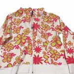 Vintage Larkspur Floral Sun Terry Cover Up Hoodie Size Large Green Photo 0