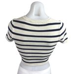 ZARA Women's White Black Striped Rib Knit Short Sleeve Crop Tee T shirt Top Sz S Photo 1