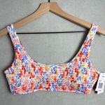 l*space L* Women’s Bikini Top Izzie Floral Smocked Swimwear with Removable Pads L Photo 0