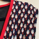 CORA Fit & Flare Deep V Neck Navy Red Bird Dress Size Small Blue Photo 6