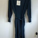 Something Navy  V Neck Long Sleeve Jumpsuit Navy Photo 2