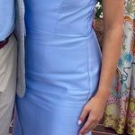 Alfred Sung  Bow One-Shoulder Satin Trumpet Gown Sky Blue size 4 Photo 3