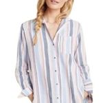 Anthropologie Maeve Chatham Striped Button Down Linen Blend Shirt Photo 10