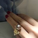 Boutique AAA 10.5mm Custom Made Genuine Pearl Clover Ring Photo 6