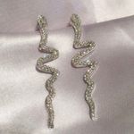 Fashion Rhinestone Silver Snake Stud Earrings for Women Photo 1