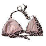 Xhilaration Leopard Cream Brown Bikini Top Ruched Size D/DD no size tag Photo 2
