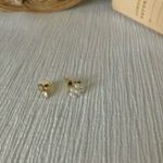 Mismatched Pearl Rhinestone Earrings Vintage “Lucette” Stud Back Flower Diamond Costume Jewelry White Photo 2