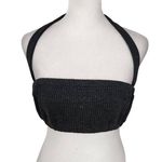 We Wore What  Black Halter Crop Top Size Small NWT Tie Neck Halter Top Photo 0