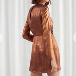 & Other Stories & Other Stories Metallic Shiny Satin Bronze Gold Mini Dress Size 2 NWT Photo 8