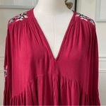 Free People  Te Amo Red Embroidered Babydoll Mini Dress Sz Large Photo 6
