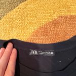 ZARA Black Ruffle Cap Sleeve Tee Shirt Top Preppy Style Women’s Size USA Small Photo 1