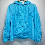 Chico's Chico’s Zenergy Robins Egg Blue Snap Front Hooded Windbreaker w Pockets Size 2/L Photo 10